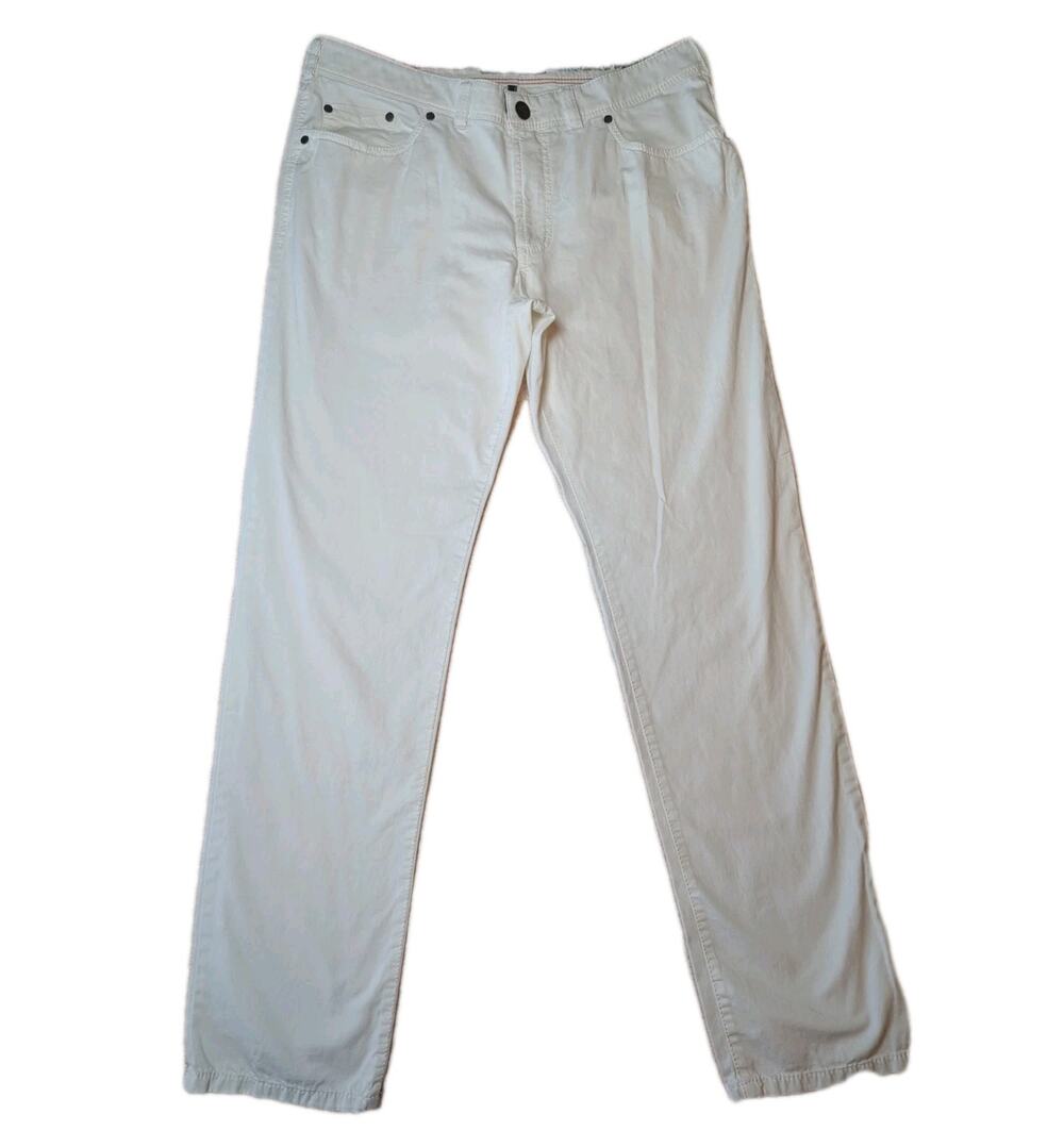Atelier Gardeur Nevio-8 Regular Fit White Pants Cotton Stretch W35 L33